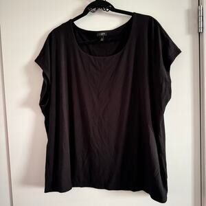 Talbots Top Black Scoop Neck Pullover Rayon Spandex Short Sleeve Sz 3X Women's